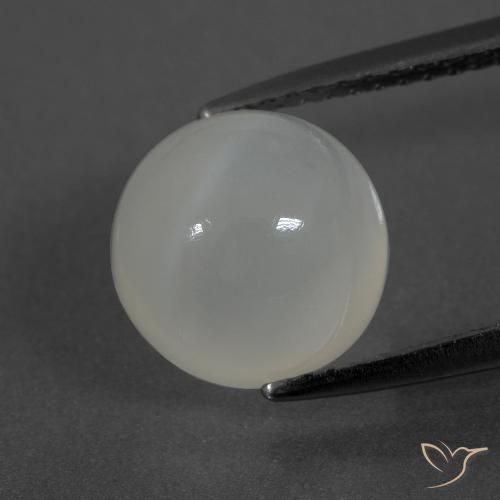 Pierre de lune blanc naturelle coupe roude, 3,70 ct, translucide