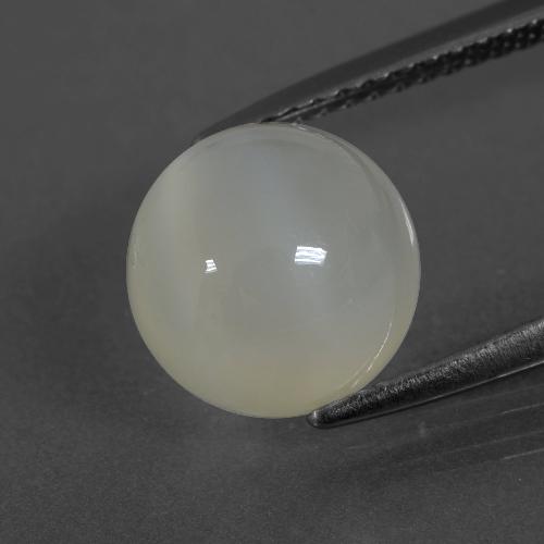 Pierre de lune blanc naturelle coupe roude, 3,55 ct, translucide