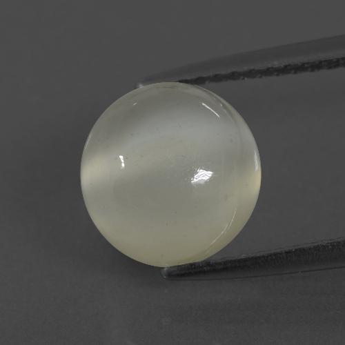 Pierre de lune blanc naturelle coupe roude, 3,22 ct, translucide