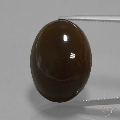32.69ct Naturel Marron foncé Pierre de lune, ovale, Opaque