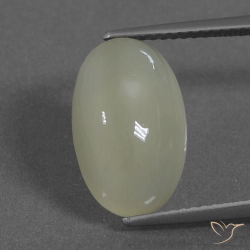 5.76ct Naturel Jaune-vert grisâtre Pierre de lune, ovale, Translucide