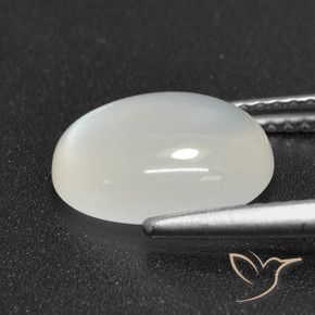 Pierre de lune Blanc translucide naturelle ovale, 2.89 ct, Translucide