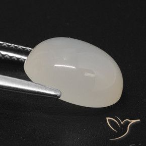 Pierre de lune Blanc translucide naturelle ovale, 3.76 ct, Translucide