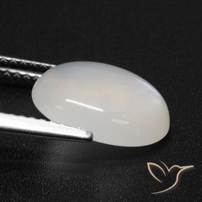Pierre de lune Blanc translucide naturelle ovale, 3.69 ct, Translucide