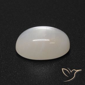 Pierre de lune Blanc crème naturelle ovale, 3.40 ct, Translucide