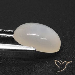 Pierre de lune Blanc crème naturelle ovale, 3.40 ct, Translucide