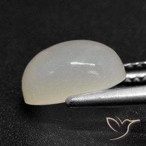 Pierre de lune Blanc translucide naturelle ovale, 2.56 ct, Translucide