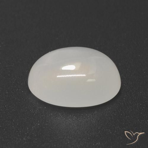 Pierre de lune Blanc translucide naturelle ovale, 3.49 ct, Translucide
