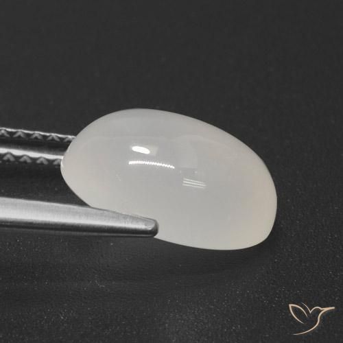 Pierre de lune Blanc translucide naturelle ovale, 3.49 ct, Translucide