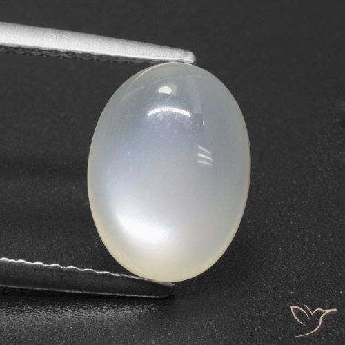 Pierre de lune Blanc translucide naturelle ovale, 3.58 ct, Translucide