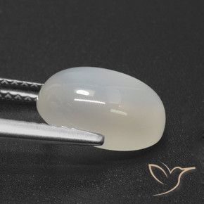 Pierre de lune Blanc translucide naturelle ovale, 3.58 ct, Translucide