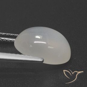 Pierre de lune Blanc translucide naturelle ovale, 4.49 ct, Translucide