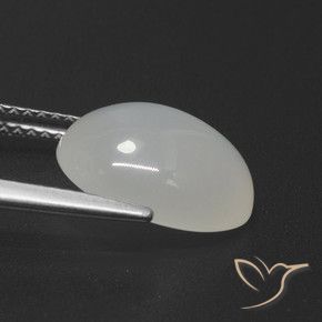 Pierre de lune Blanc crème naturelle ovale, 4.47 ct, Translucide