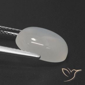 Pierre de lune Blanc crème naturelle ovale, 4.59 ct, Translucide
