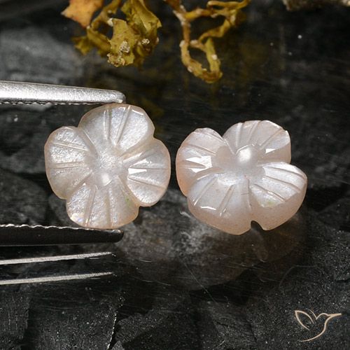 2.32ctw Naturel Brun caramel léger Pierre de lune, Taille Fleur, Translucide