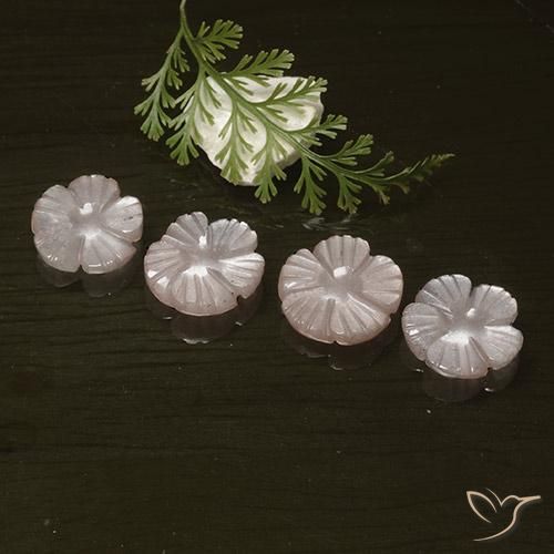 10.10ctw Naturel Rose très clair Pierre de lune, Taille Fleur, Translucide