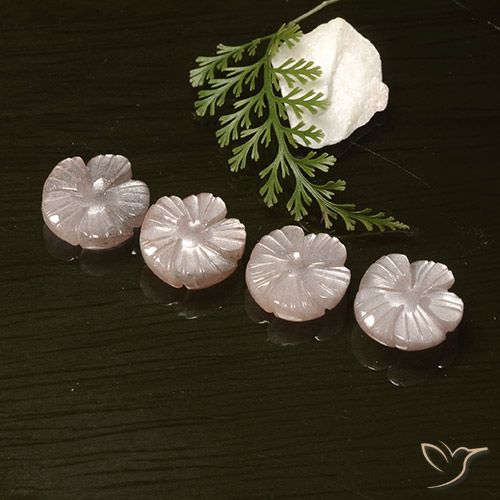 14.06ctw Naturel Rose très clair Pierre de lune, Taille Fleur, Translucide