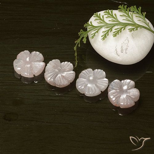 10.24ctw Naturel Rose très clair Pierre de lune, Taille Fleur, Translucide