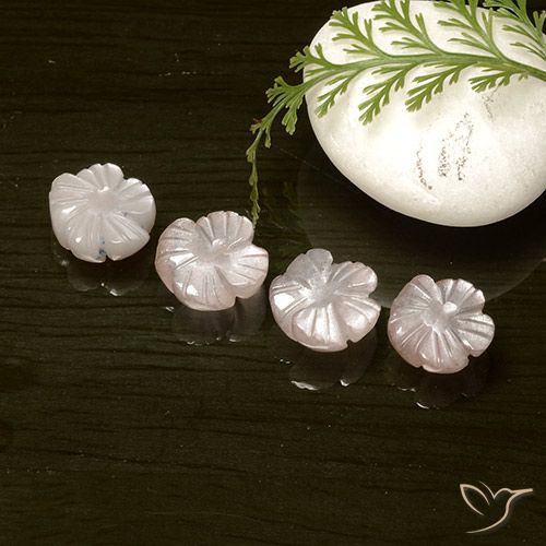 8.43ctw Naturel Rose très clair Pierre de lune, Taille Fleur, Translucide