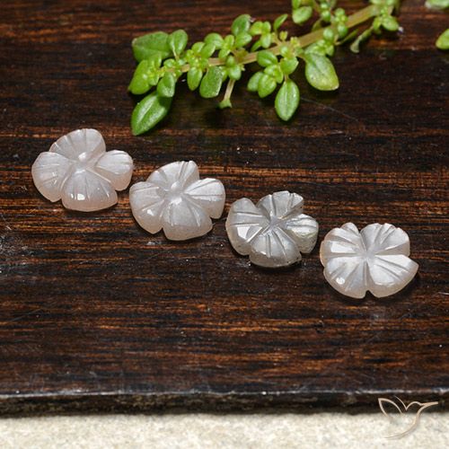 3.32ctw Naturel Marron très clair Pierre de lune, Taille Fleur, Translucide