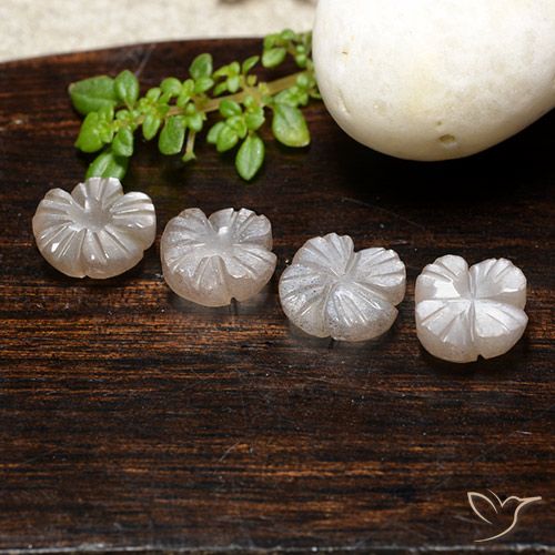 7.00ctw Naturel Brun caramel léger Pierre de lune, Taille Fleur, Translucide