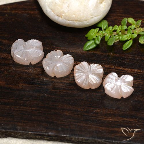 5.10ctw Naturel Marron très clair Pierre de lune, Taille Fleur, Translucide