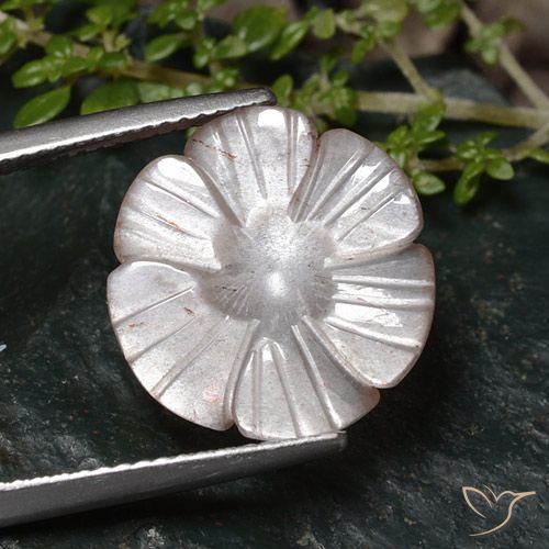 6.14ct Naturel Rose très clair Pierre de lune, Taille Fleur, Translucide