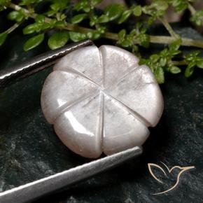 Pierre de lune Rose très clair naturelle Taille Fleur, 6.14 ct, Translucide