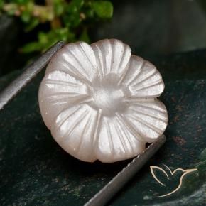 Pierre de lune Pêche Orange naturelle Taille Fleur, 7.28 ct, Translucide