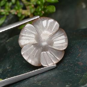 Pierre de lune orange naturelle taille fleur, 6,41 ct, translucide