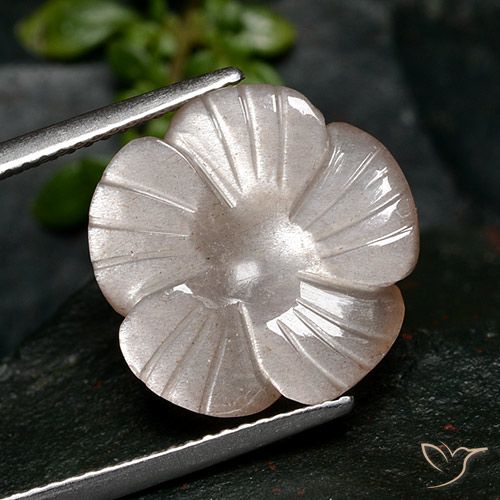 7.28ct Naturel Rose très clair Pierre de lune, Taille Fleur, Translucide