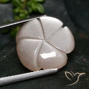 Pierre de lune Rose très clair naturelle Taille Fleur, 7.28 ct, Translucide