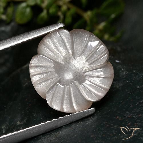 4.31ct Naturel Rose très clair Pierre de lune, Taille Fleur, Translucide