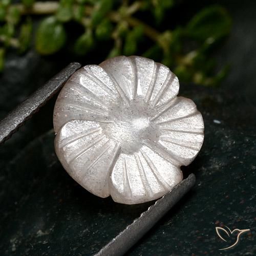 Pierre de lune Rose très clair naturelle Taille Fleur, 4.31 ct, Translucide