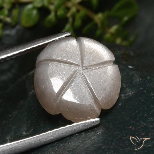 Pierre de lune Rose très clair naturelle Taille Fleur, 4.31 ct, Translucide