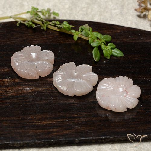 10.07ctw Naturel Rose très clair Pierre de lune, Taille Fleur, Translucide
