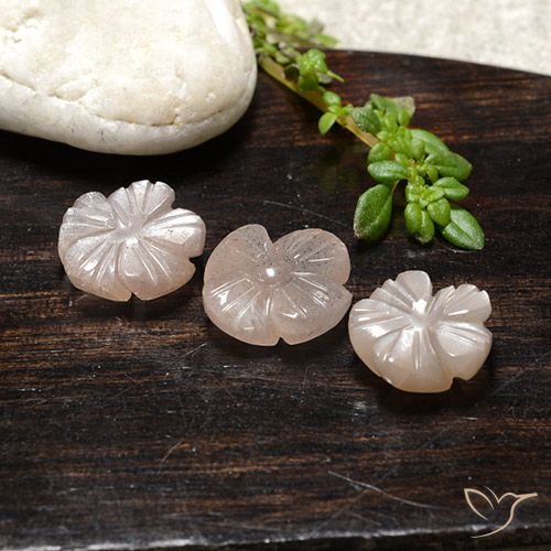 7.67ctw Naturel Rose très clair Pierre de lune, Taille Fleur, Translucide