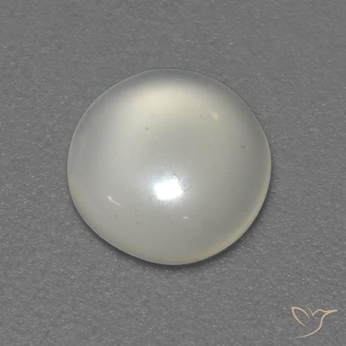 Pierre de lune blanc naturelle coupe roude, 0,76 ct, transparent