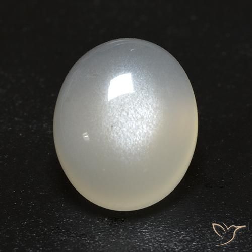 Pierre de lune Blanc crème naturelle ovale, 2.69 ct, Transparent