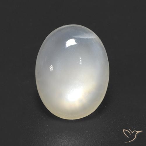 Pierre de lune Blanc crème naturelle ovale, 1.50 ct, Transparent