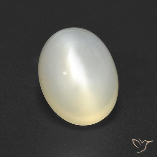 Pierre de lune Blanc crème naturelle ovale, 2.20 ct, Translucide