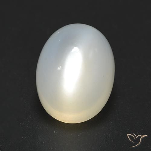 Pierre de lune Blanc translucide naturelle ovale, 2.40 ct, Translucide