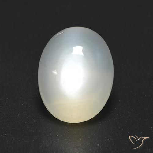 Pierre de lune Blanc translucide naturelle ovale, 1.65 ct, Transparent
