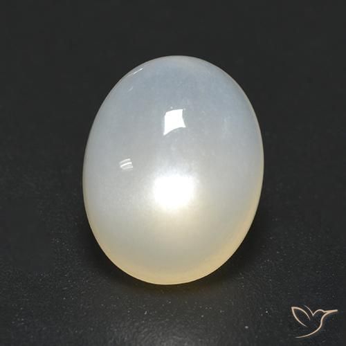 Pierre de lune Blanc translucide naturelle ovale, 1.70 ct, Translucide