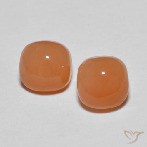 2.15ctw Naturel Orange clair Pierre de lune, Coussin, Translucide