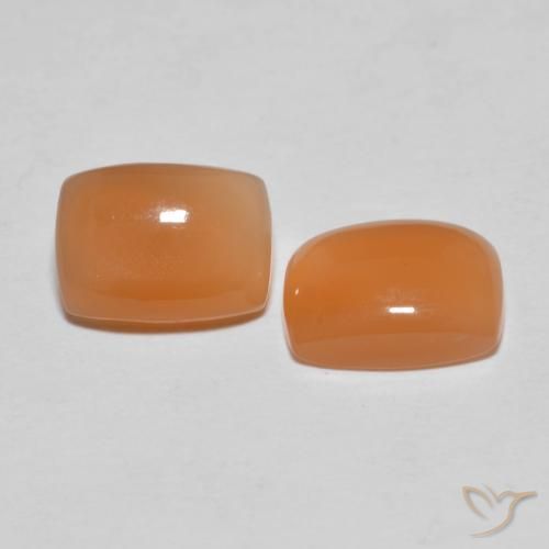 2.64ctw Naturel Orange rougeâtre Pierre de lune, Coussin, Translucide
