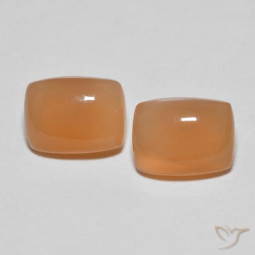 2.83ctw Naturel Pêche Orange Pierre de lune, Coussin, Translucide