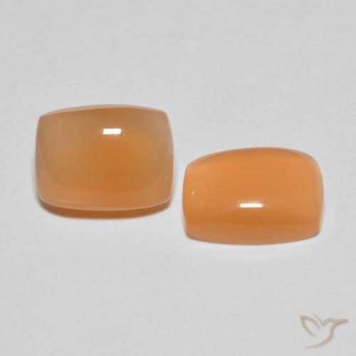2.61ctw Naturel Orange rougeâtre Pierre de lune, Coussin, Transparent
