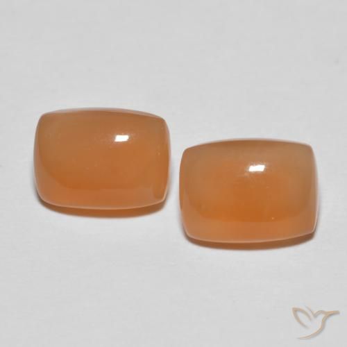 2.69ctw Naturel Pêche Orange Pierre de lune, Coussin, Transparent