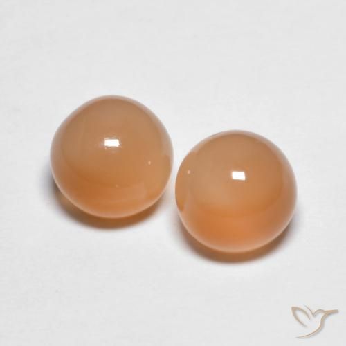 3.28ctw Naturel Medium Light-Orange Pierre de lune, Tour, Transparent